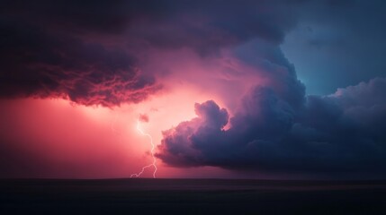 Obraz premium A visually captivating scene where lightning bolts create a radiant explosion of color and light,