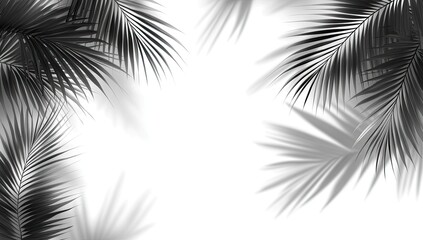 Obraz premium Palm leaves silhouettes on white background