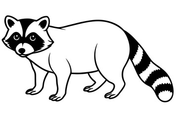 Raccoon vector illustration and white background