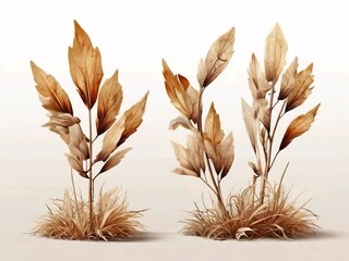 Nature's Bounty: Vector Illustrations of Wheat and Autumn Foliage