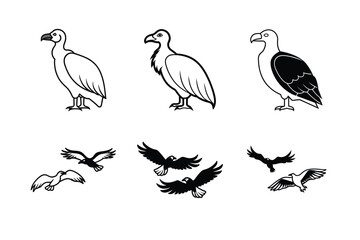 Vulture Flying Up Vector Silhouette