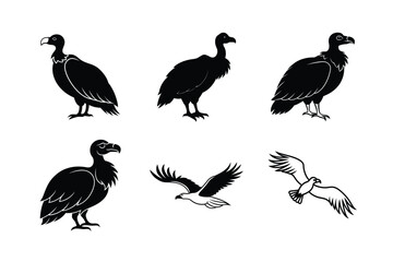 Airborne Vultures Vector Silhouette Artwork