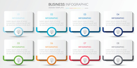 infographic vector illustration with 3, 8, 5, 6 steps, infographic template design. Can be used for process diagrams, presentations, workflows.