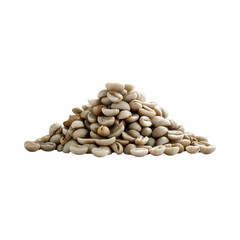 White Coffee Beans Piled on Transparent Background