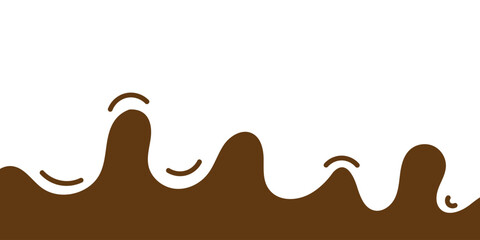 Abstract Chocolate Wave Illustration on White Background with Fluid Design. Illustration of fluid brown waves resembling melted chocolate against a white background.