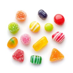 Colorful assortment of hard and chewy candies.