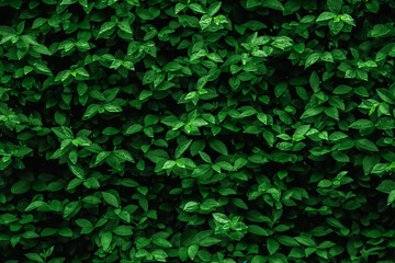 Green leaves in a bush outdoor in nature. The plant grows in a garden. It can be used as a abstract background or a wallpaper