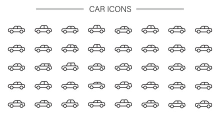 Simple black and white vehicle icons, ideal for auto-related projects.
