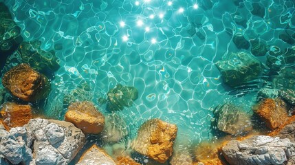 Obraz premium crystal clear turquoise sea under warm afternoon light
