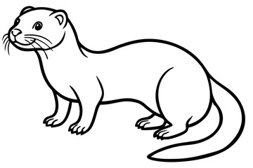 Otter vector illustration line art and white background