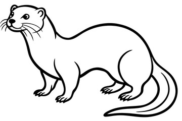 Otter vector illustration line art and white background