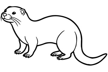 Otter vector illustration line art and white background