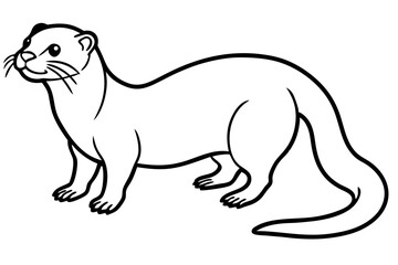 Otter vector illustration line art and white background