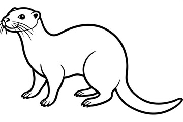Otter vector illustration line art and white background