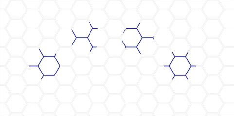 Abstract blue hexagon background with seamless geometric pattern and metallic texture