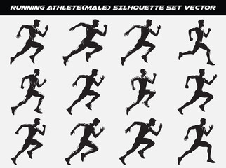 Running athlete (Male) silhouette set vector illustration design 