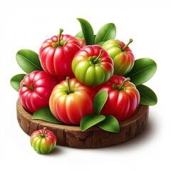 Acerola Digital painting handrawn watercolor illustration, isolated on white background
