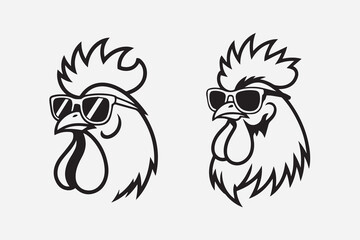 cool rooster illustration vector