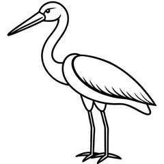 Modern Stork Outline Vector