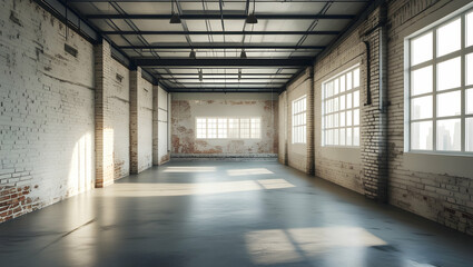 White Brick Industrial Office with Soft Light