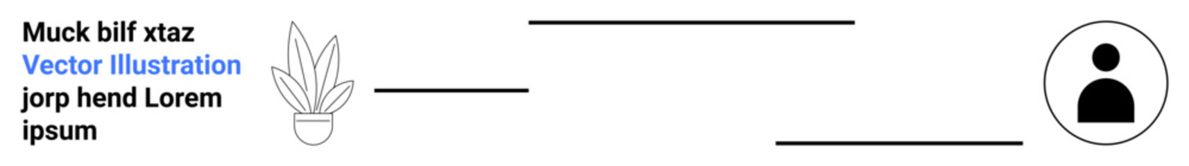 Profile icon, potted plant, and organized text resembling a clean user interface. Ideal for profile presentation, interface design, online identity, personal branding, simplicity, aesthetics flat