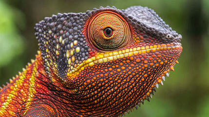 Vibrant Close-Up of a Colorful Chameleon with Intricate Scales