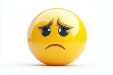 Fototapeta premium Sad Emoji: A close-up shot of a single, perfectly rendered yellow emoji with a melancholy expression, rendered in stunning detail, evokes a sense of shared emotion.