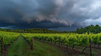 Fototapeta premium vineyard storm dramatic sky