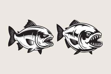 angry fish illustration vector