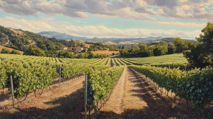 Naklejka premium vineyard landscape in tuscany italy