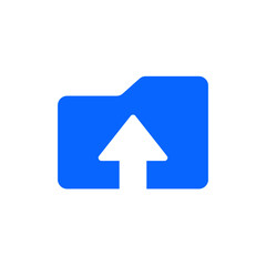 Bright blue upload file icon symbolizing data transfer, file sharing, and cloud uploads.