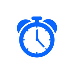 Simple blue alarm clock icon representing time management, deadlines, and reminders.