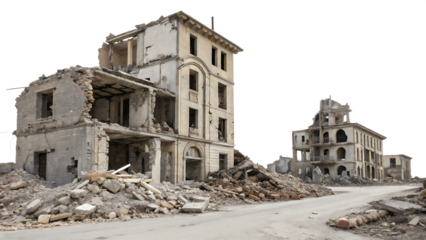Transparent PNG available
destroyed buildings after earthquake isolated on white background as transparent PNG
