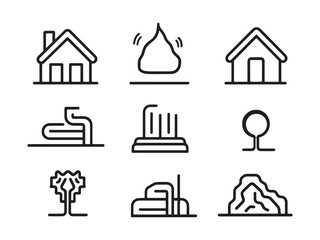 Geothermal Heating line art icon energy system design