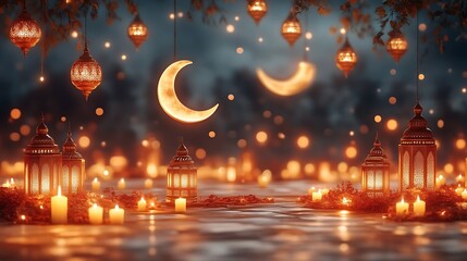 Obraz premium Ramadan Lanterns Night Scene.