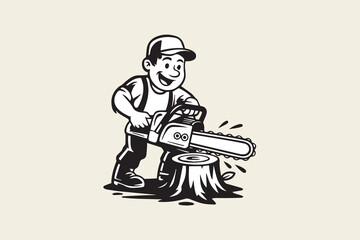 chainsaw worker illustration vector