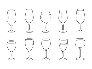 Glass of Wine line art icon elegant simple vector sketch
