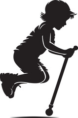 Kid on pogo stick illustration