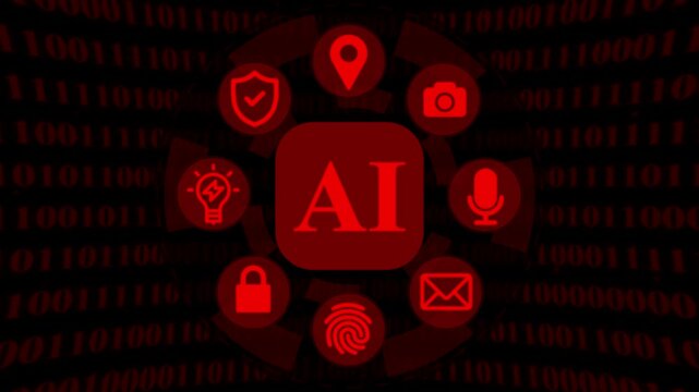  OPen Ai on model  for video background ,AI concept animation on binary code background. HUd icon animation on AI.
