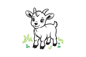 cute goat illustration vector