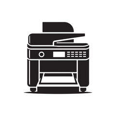 Printer Silhouette Vector Illustration, Solid White Background.