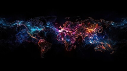 global network connections world map abstract art