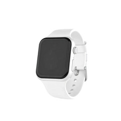 Blank white strap smart watch isolated on transparent background