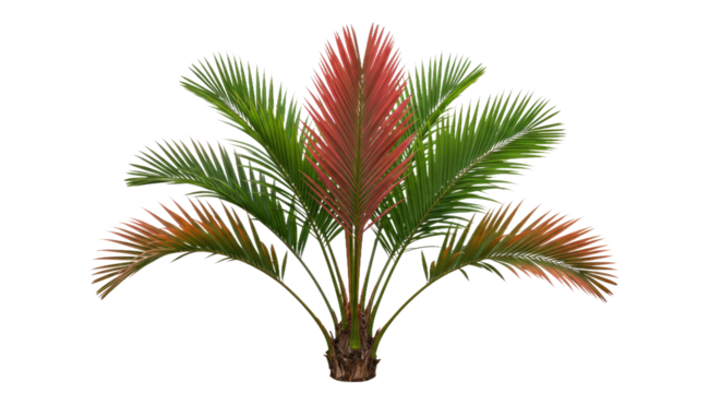 Lipstick Palm Isolated White Background Crimson Crownshaft Green Pinnate Leaves Clustering Growth Plant