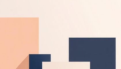 Fototapeta premium Abstract geometric shapes in soft colors creating a minimalist design aesthetic. Copy space, 300 dpi, commercial use