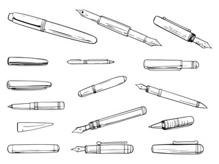 Gold-Plated Fountain Pen art icon Detailed Iconic Artistry