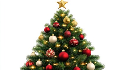 Christmas tree decorated with ornaments and lights