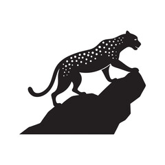 Climbing Cheetah Silhouette Vector Art