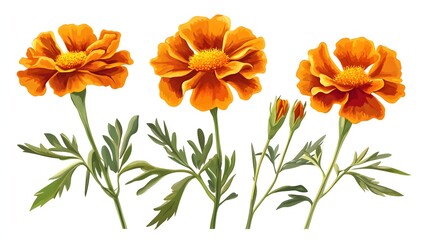 Fototapeta premium Marigold Flowers Rich Orange Vector
