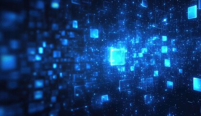 Abstract digital network of glowing squares